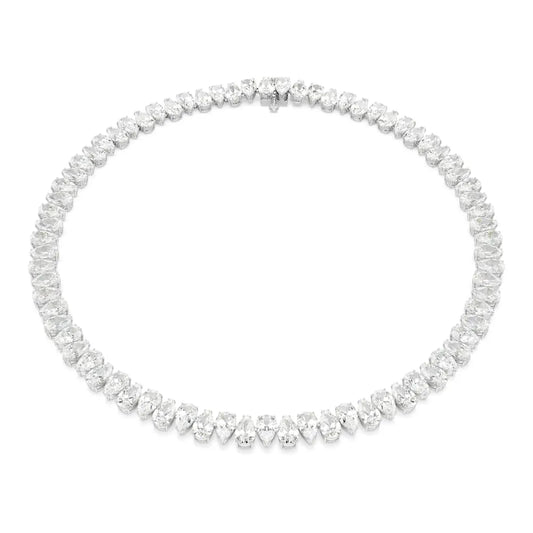 Collar Matrix, corte pera, blanco, baño de rodio