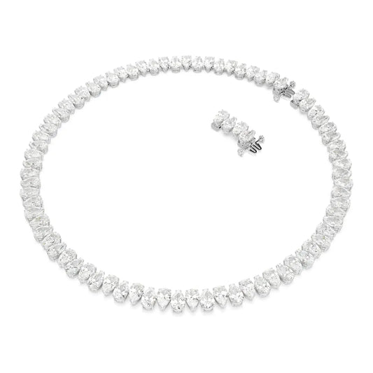 Collar Matrix, corte pera, blanco, baño de rodio