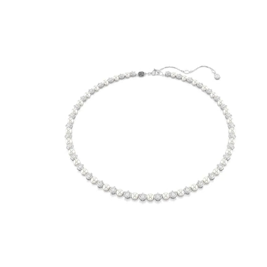 Collar Tennis Matrix, Perla de Cristal, Talla Redonda, Blanco