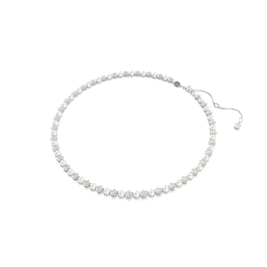 Collar Tennis Matrix, Perla de Cristal, Talla Redonda, Blanco