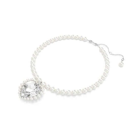 Collar Ariana Grande x Swarovski, perla de cristal, corte de corazón, corazón, blanco