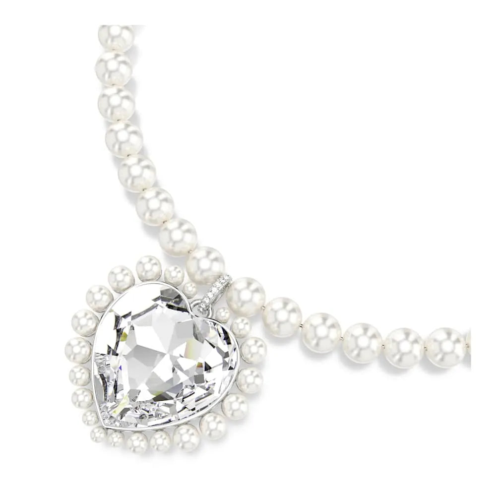 Collar Ariana Grande x Swarovski, perla de cristal, corte de corazón, corazón, blanco