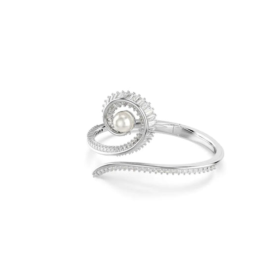 Pulsera Ariana Grande x Swarovski, perla de cristal, talla baguette, blanca, baño de rodio