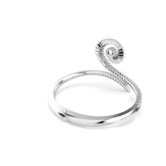 Pulsera Ariana Grande x Swarovski, perla de cristal, talla baguette, blanca, baño de rodio