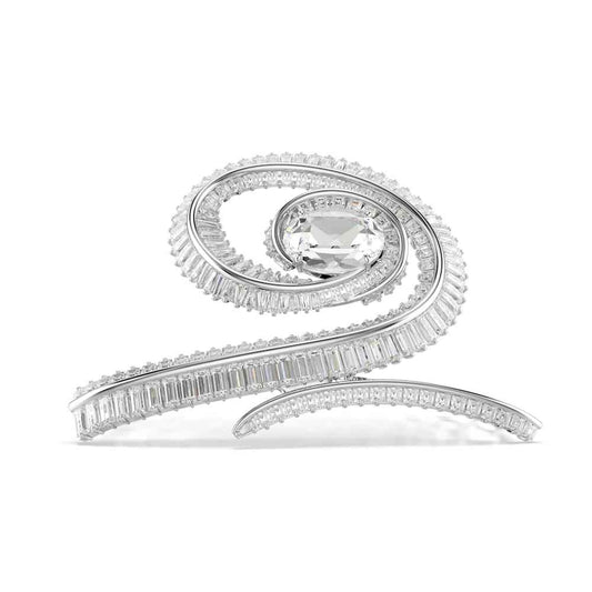 Clip Ariana Grande x Swarovski, perla de cristal, corte baguette, blanco, baño de rodio