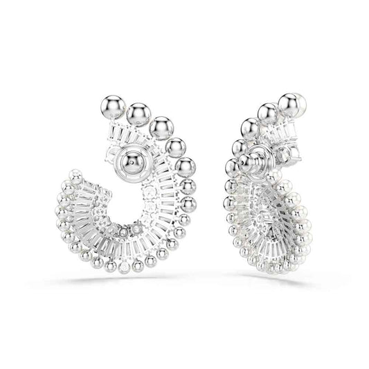 Pendientes largos Ariana Grande x Swarovski, perla de cristal, combinación de cortes, blanco