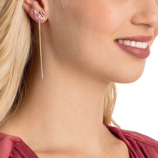 Pendientes de cisne deslumbrantes, multicolor