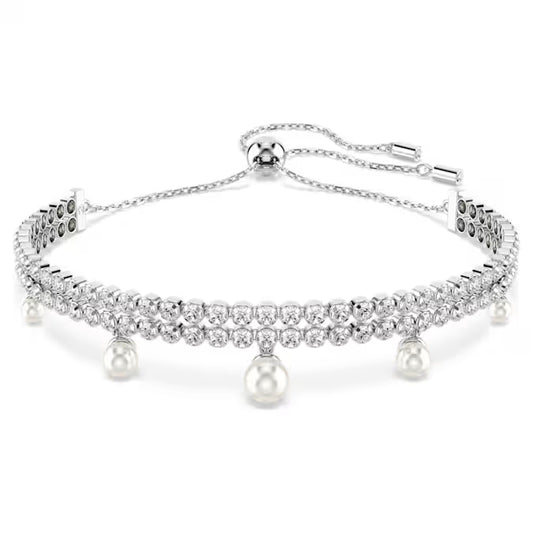 Pulsera Ariana Grande x Swarovski, perla de cristal, corte redondo, color blanco