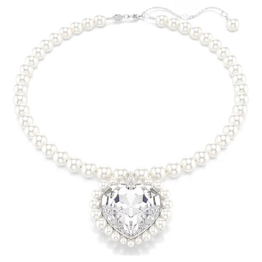 Collar Ariana Grande x Swarovski, perla de cristal, corte de corazón, corazón, blanco
